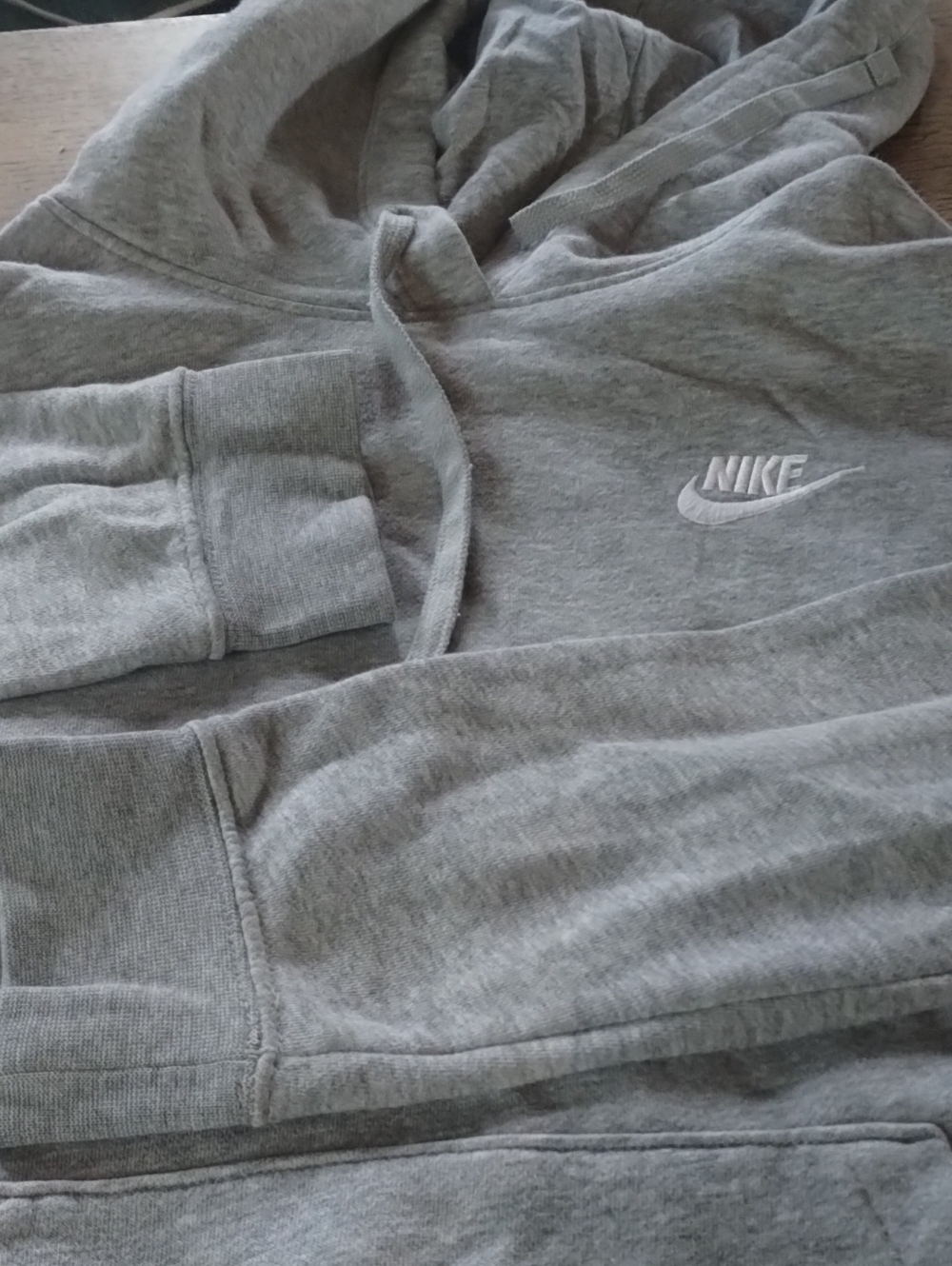 Nike Men's Light Gray Zip-Up Hoodie with Embroidered Logo